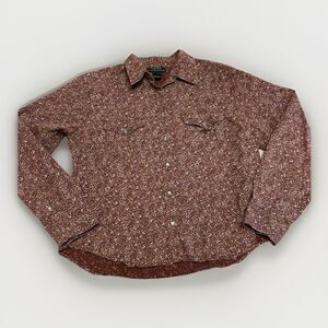 Lauren Ralph Lauren Blouse Womens Large Floral Western Pearl Snap Cotton Shirt